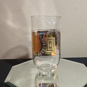 Vintage MCM Culver "Coronet" Glass Pitcher with Geometric Gold Accents